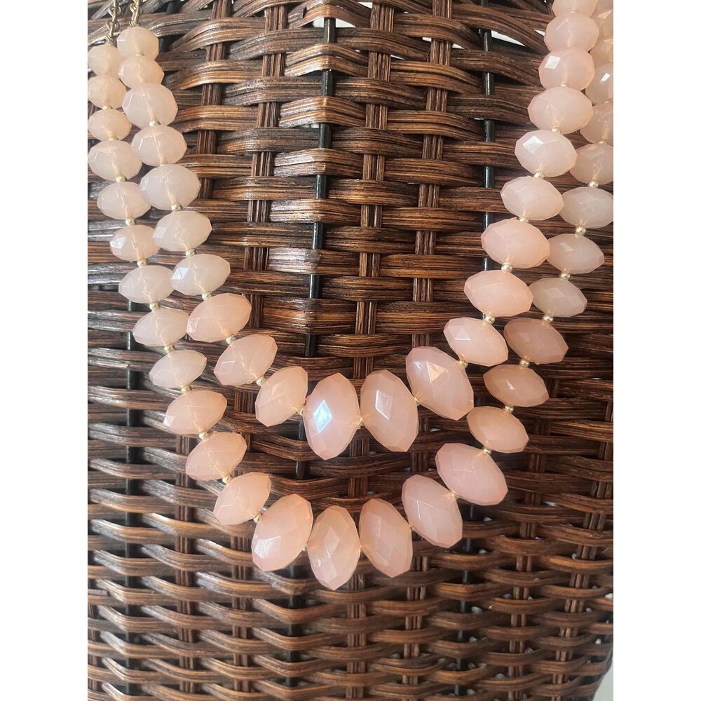 Acrylic Pink Layer Beaded Statement Necklace Faceted Womens